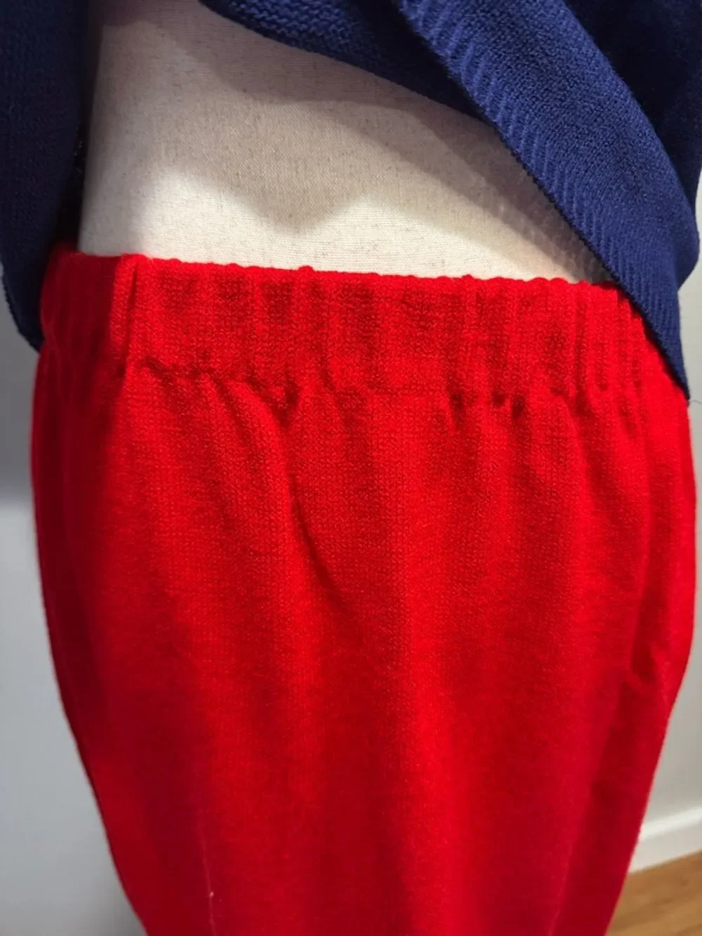 San Remo Vintage Knit Skirt Set Red Navy Striped Cardigan & Shell Petite S/M
